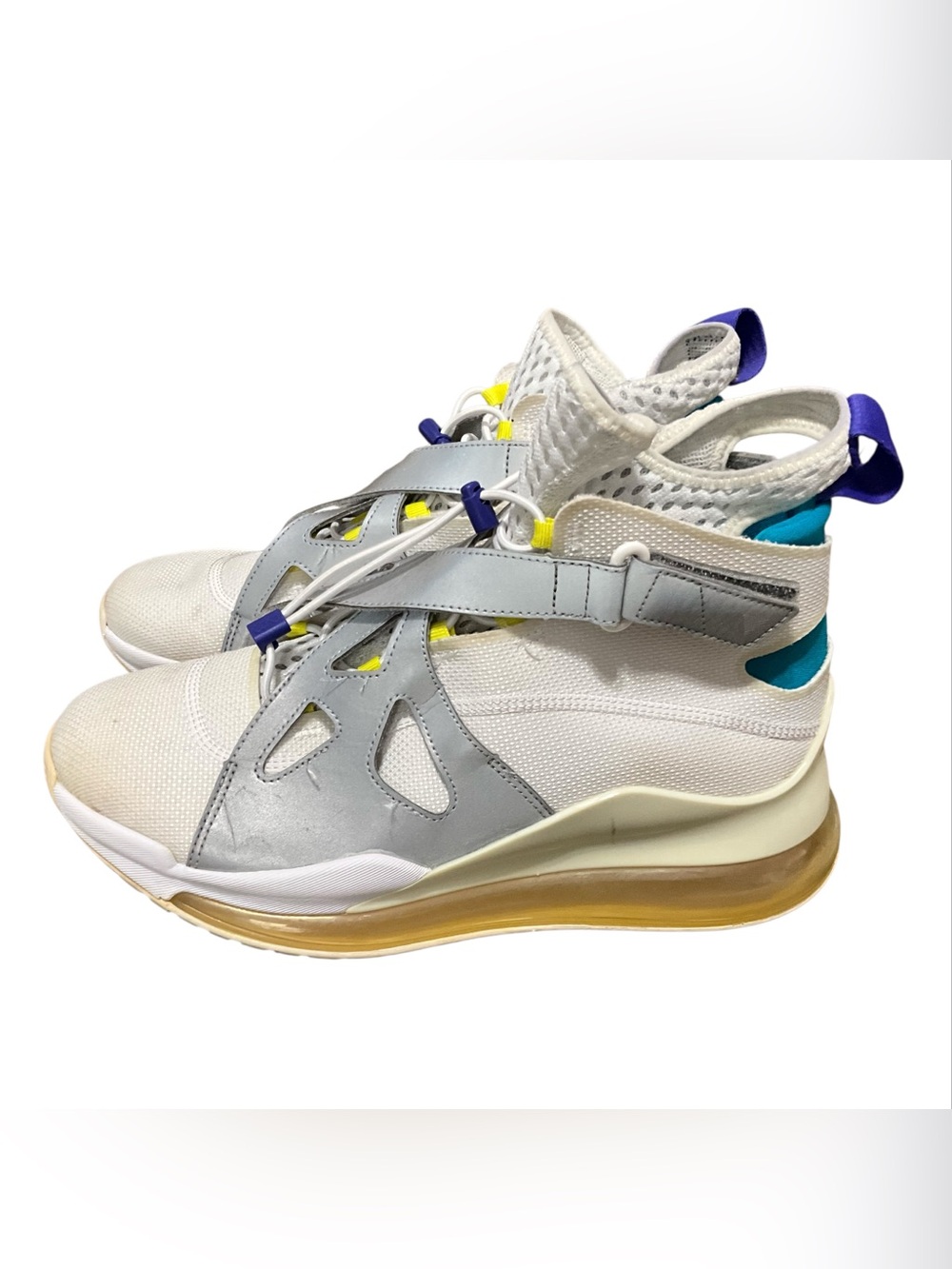 Air Jordan latitude 720 ,Women's White Mesh High-Top Sneakers with Grey Accents